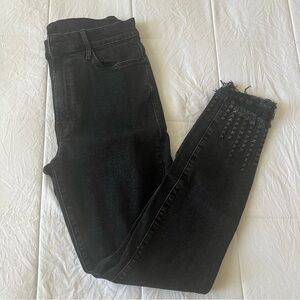 Mother The‎ Stunning Studded Black Ankle Step Fray Hemline Size 28